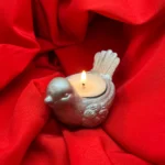 Gümüş Renk Kuş Figür Mumluk